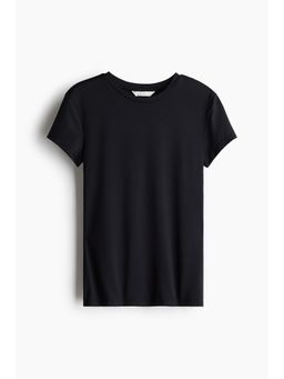 H&M - Women Black Fitted Microfibre T-Shirt