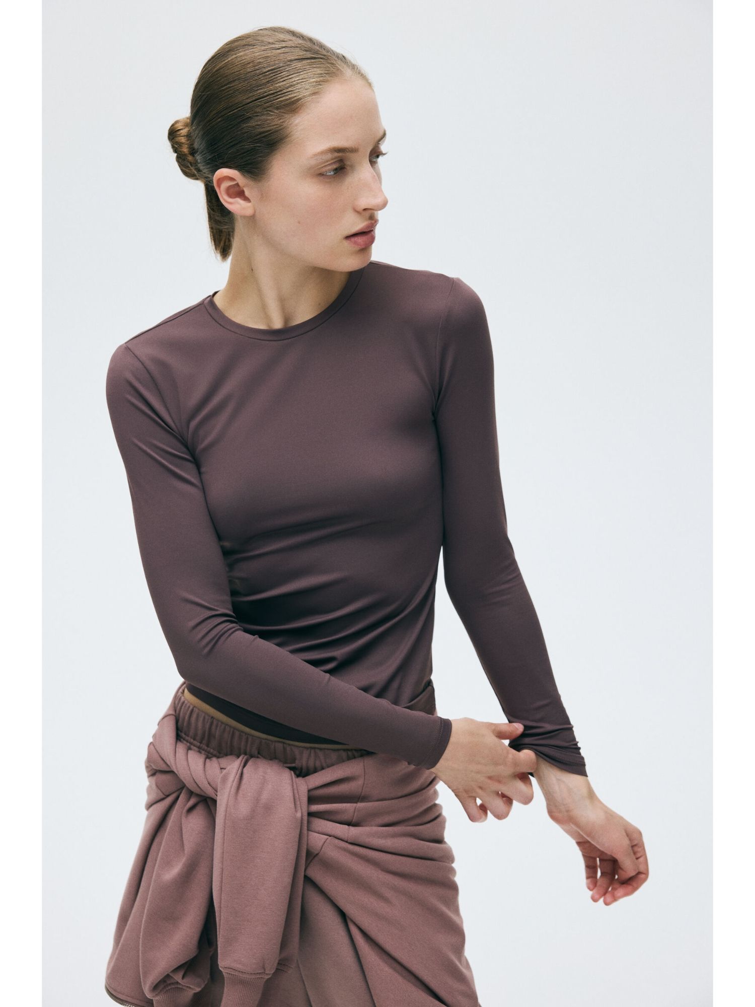 Women Purple Long-Sleeved Microfibre Top-image-6
