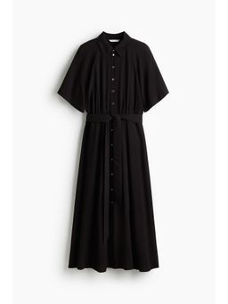 H&M - Women Black Tie-Belt Shirt Dress