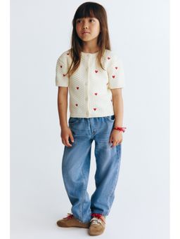 H&M - Girls Blue Relaxed paper bag jeans