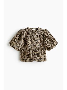 H&M - Women Beige Balloon-Sleeved Blouse
