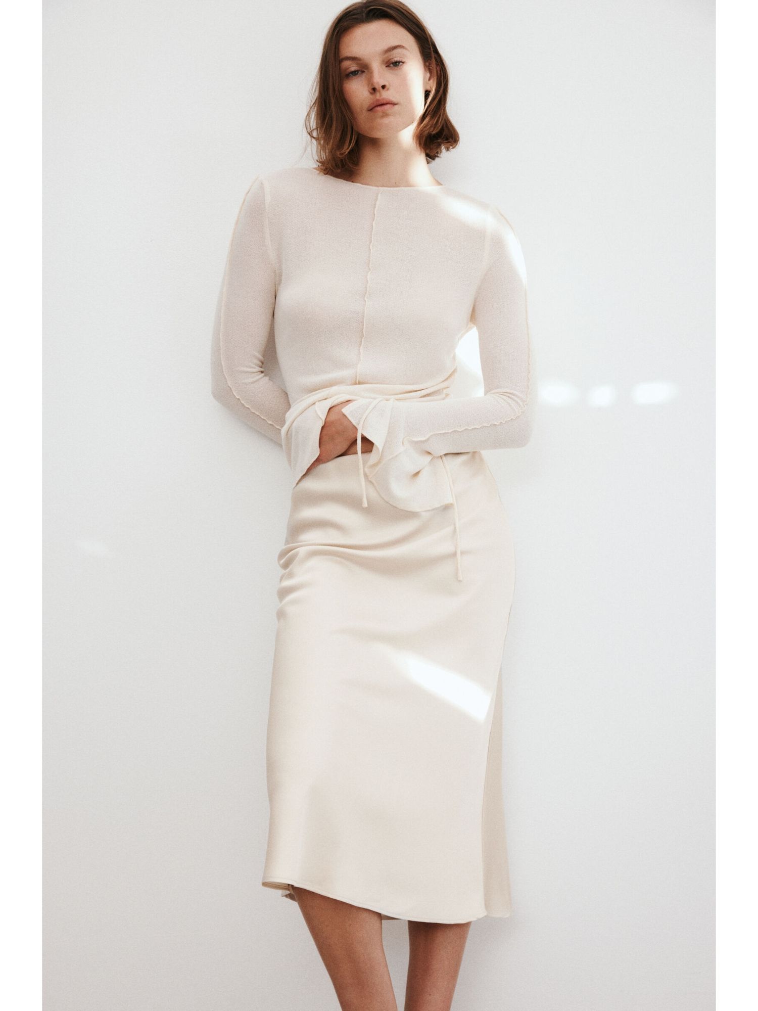 h&m Women Beige Midi Skirt-picture-16