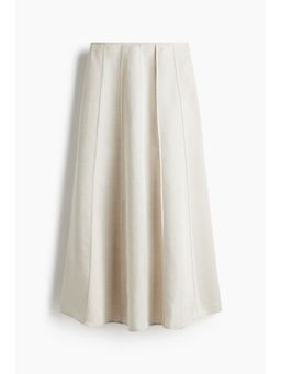 H&M - Women Beige Fla Linen-Blend Skirt