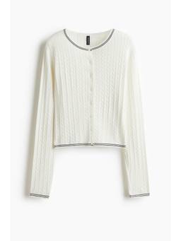 H&M - Women White Cable-Knit Cardigan