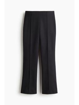 H&M - Women Black Fla Crease-Front Trousers