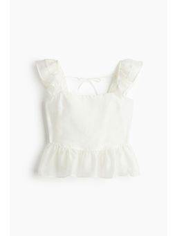 H&M - Women White Tie-Detail Peplum Blouse