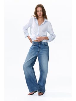 H&M - Women Blue Cotton Poplin Shirt