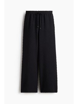 H&M - Women Black Plumeti Drawstring Trousers