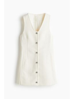 H&M - Women White Button-Front Boucle Dress