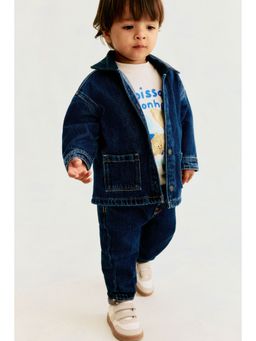 H&M - Boys Blue Corduroy-Collar Denim Jacket