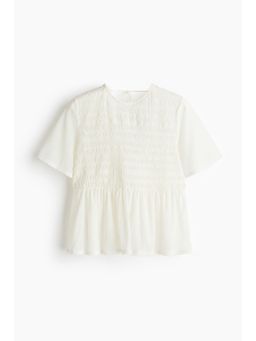 H&M - Women White Smocked Peplum Top