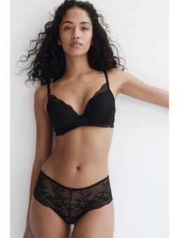 H&M - Women Black 2-Pack Lace Thong Briefs