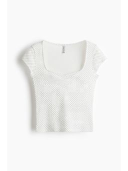 H&M - Women White Ribbed T-Shirt