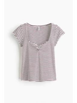 H&M - Women White Ribbed T-Shirt