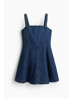 H&M - Women Blue Flared-Skirt Denim Dress