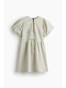 H&M - Women Green Tie-Front Cotton Dress