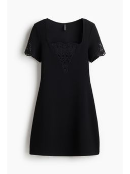 H&M - Women Black Embroidery-Detail Dress