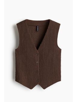 H&M - Women Brown Textu Jersey Waistcoat