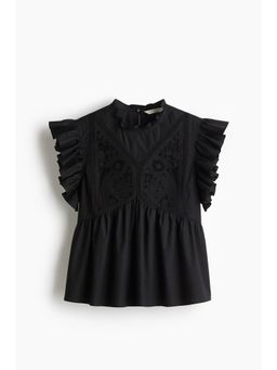 H&M - Women Black Embroide Cotton Blouse