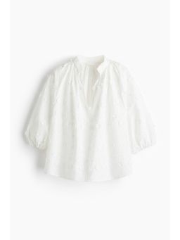 H&M - Women White Appliqued Cotton Blouse