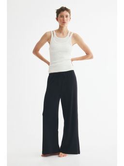 H&M - Women Black Ribbed Drawstring Trousers