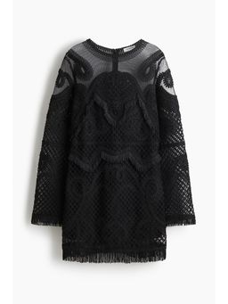 H&M - Women Black Embroidered Mesh Dress
