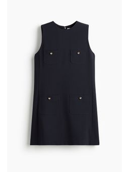 H&M - Women Blue Pocket-Detail Shift Dress