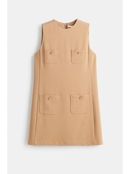 H&M - Women Beige Pocket-Detail Shift Dress