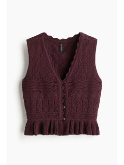 H&M - Women Pink Pointelle-Knit Waistcoat