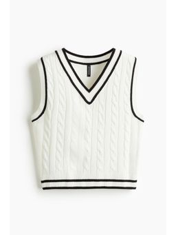 H&M - Women White Cable-Knit Sweater Vest