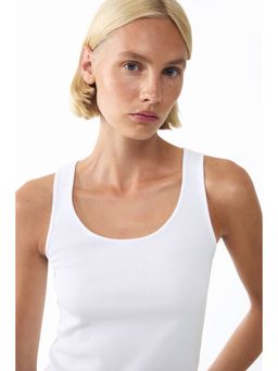 H&M - Women White 3-Pack Ribbed Vest Tops