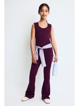 H&M - Girls Purple Flared Sports Leggings With Drymove