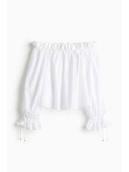 H&M - Women White Off-The-Shoulder Poplin Blouse