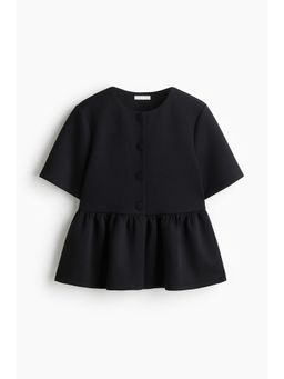 H&M - Women Black Scuba Peplum Top