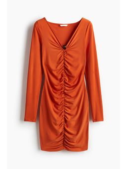 H&M - Women Orange Draped Mini Dress