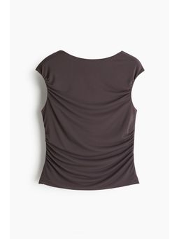 H&M - Women Grey Draped Cap-Sleeved Top