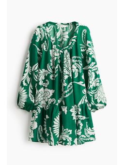 H&M - Women Green Button-Front Tunic Dress