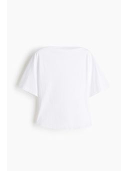H&M - Women White Boat-Neck Cotton Top