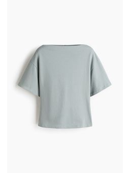 H&M - Women Turquoise Boat-Neck Cotton Top