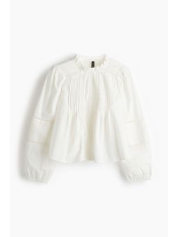 H&M - Women White Pintucked Cotton Blouse