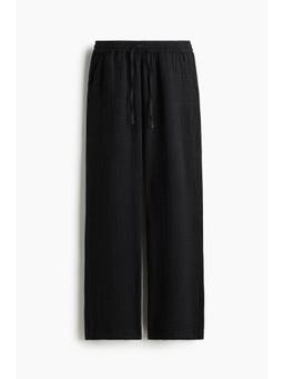 H&M - Women Grey Cotton Muslin Trousers