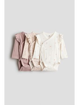 H&M - Girls 3-Pack Pointelle Wrapover Bodysuits
