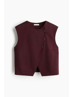 H&M - Women Maroon Asymmetric Wrap Waistcoat