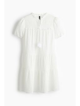 H&M - Women White Crinkled Jersey Dress