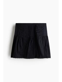 H&M - Women Black Pintucked Cotton Mini Skirt