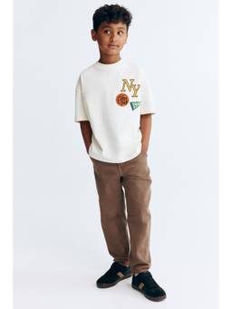 H&M - Boys Brown Washed Cotton Twill Trousers
