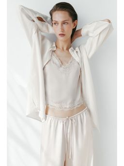 H&M - Women White Oversized Linen-Blend Shirt