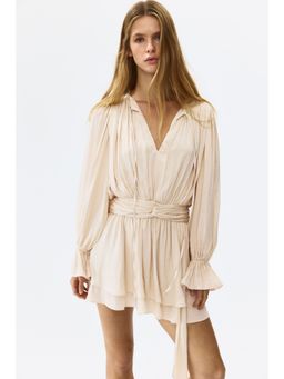 H&M - Women Beige Knot-Detail Draped Dress