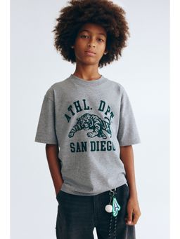 H&M - Boys Grey Loose-Fit Printed T-Shirt