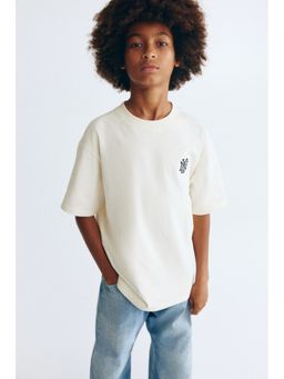 H&M - Boys White Loose-Fit Printed T-Shirt